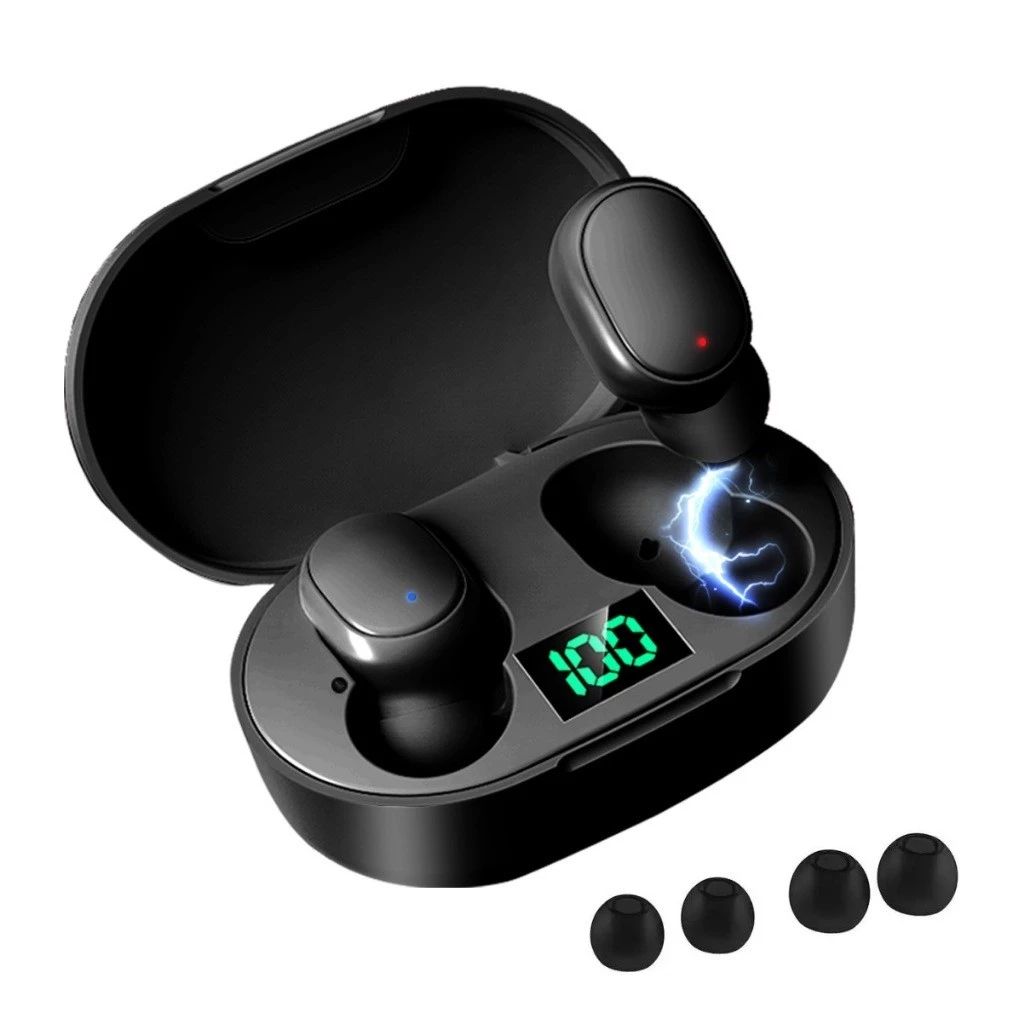  Fones de ouvido sem fio E6S TWS Bluetooth Fone de ouvido com display LED Som estéreo 9D à prova d'água Fone de ouvido