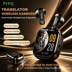 Fones De Ouvido HTC NE72 Em Tempo Real AI Tradutor Touch Screen Bluetooth 6.0 Switch Alto-Falante Dual 40H Bateria De Lo