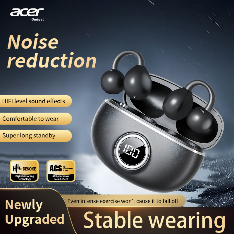 Fone de Ouvido Bluetooth Acer OHR512 Original, Fone de Ouvido com Clipe de Orelha, Intra-Auricular, com Microfone, TWS,