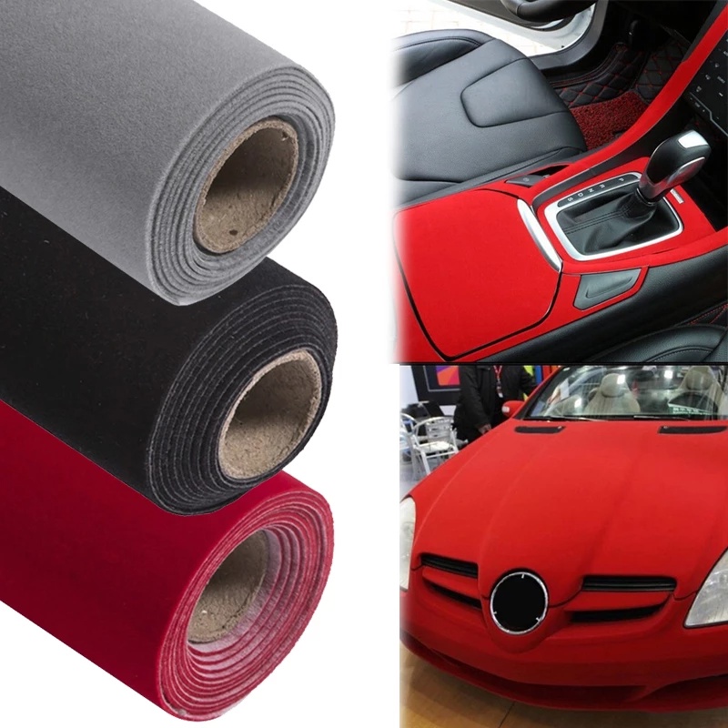 20x148cm Veludo Camurça Tecido Envelopamento de Carro DIY Película Adesiva Premium para Acessórios Automotivos