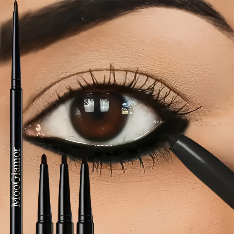  Delineador preto à prova d'água e suor - Longa duração, resistente a manchas, perfeito para maquiagem de olhos ousada.