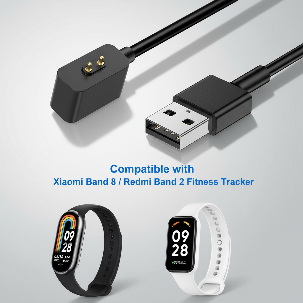 Carregador Magnético Inteligente para Mi Band 8 e Band 2, com Núcleo de Cobre Puro