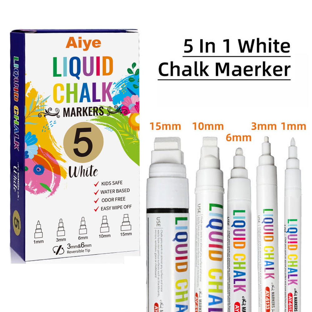 Marcadores de quadro branco fluorescentes apagáveis mais vendidos 1-15 mm, marcador de giz líquido branco para uso