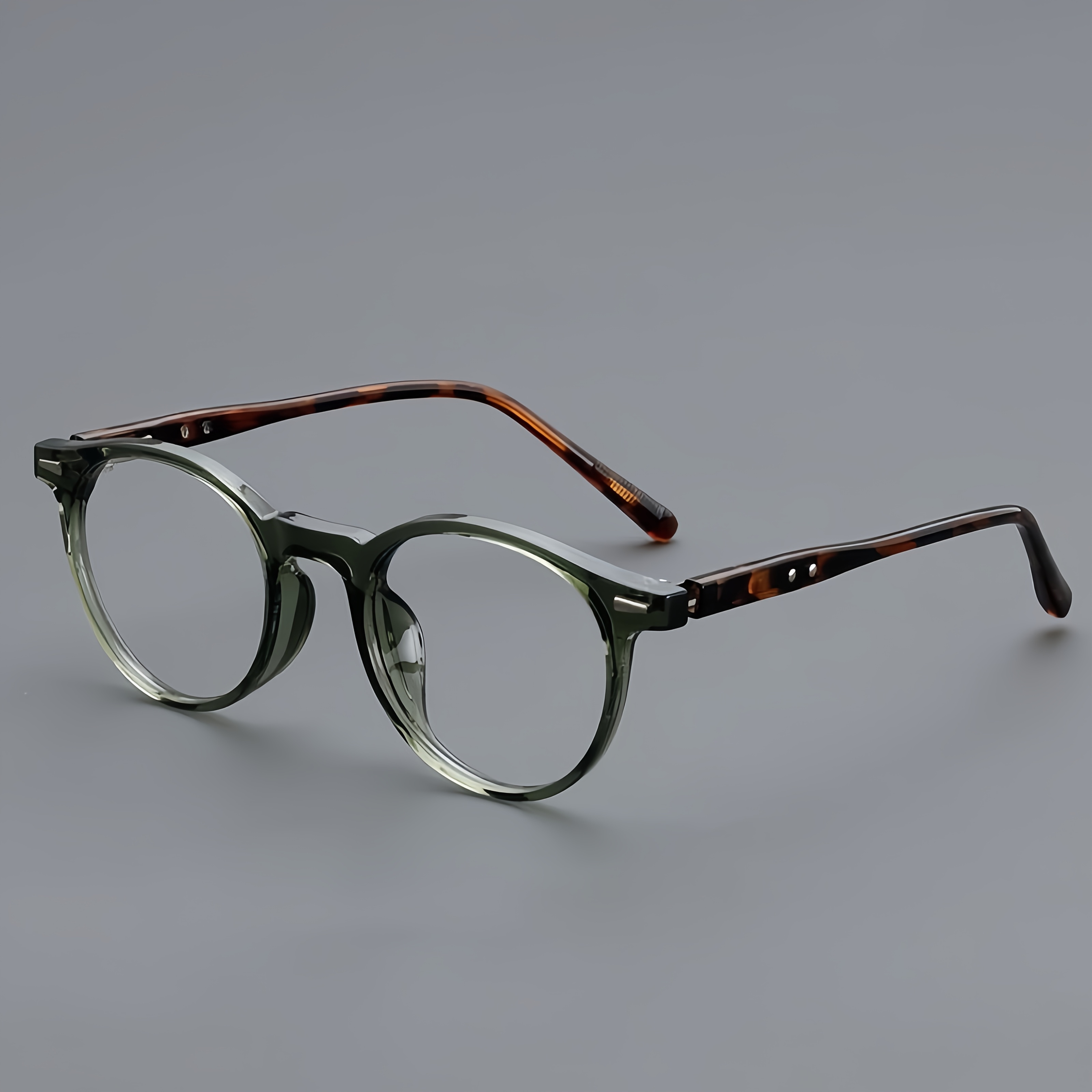 Óculos De Armação Redonda Vintage , Lente Transparente , Unissex , Retrô , Moda , Presente Ideal