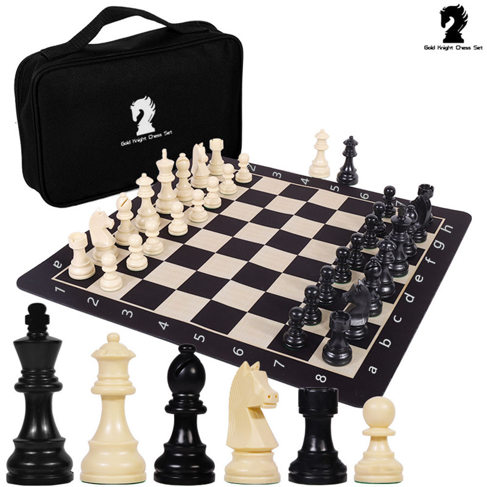 Conjunto de Xadrez Internacional com Tabuleiro Dobrável e Bolsa, Jogo de Tabuleiro Portátil para Viagem, Profissional em
