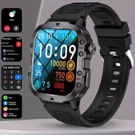 Smartwatch Relógio Inteligente 2026 Masculino Ao Ar Livre De Aço Inoxidável Preto À Prova D'água Original Esportivo Moni