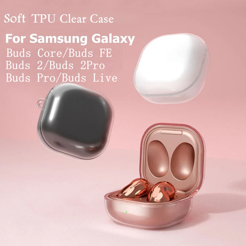 Para Capas Protetoras Transparentes de TPU Macio para Samsung Galaxy Buds Core FE 2 Pro Live 2Pro