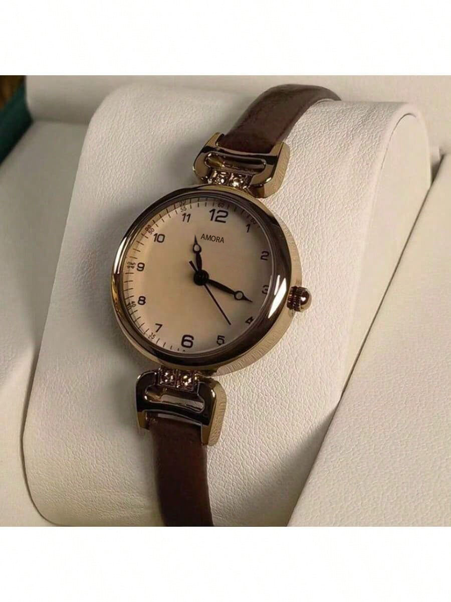 Novo relógio feminino retrô, relógio digital elegante, relógio de quartzo com mostrador redondo pequeno