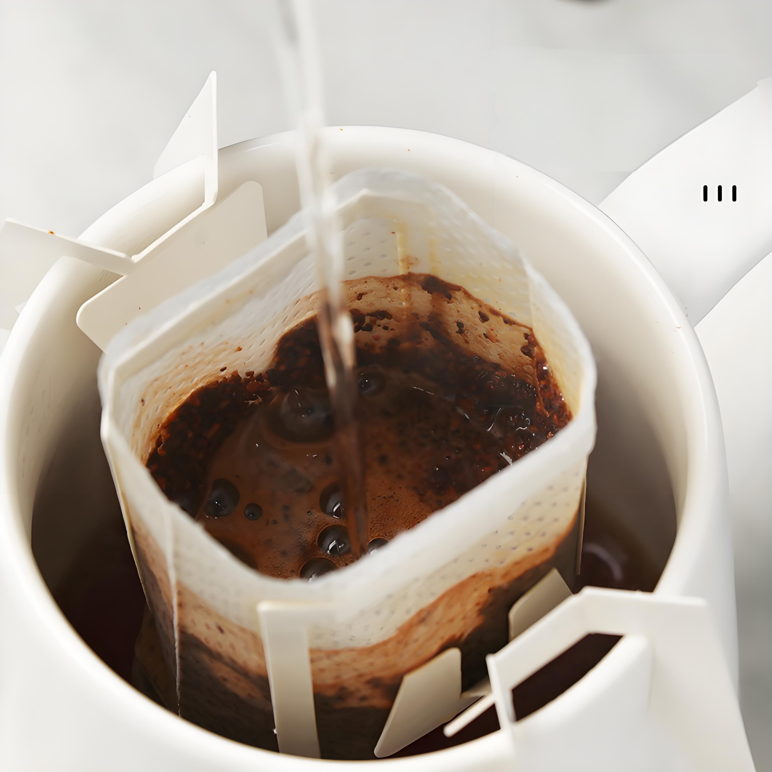 Filtro de café lavado à mão com ganchos de orelha, saco de filtro descartável, tela de papel de filtro de café.