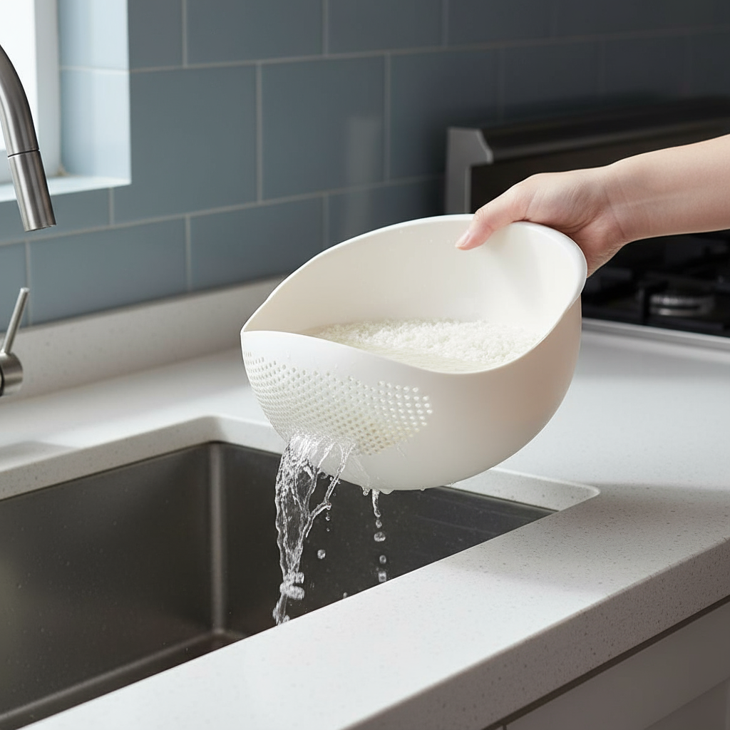 1 peça cesta multifuncional para lavar arroz, cesta de drenagem para frutas e vegetais, peneira de arroz, bacia para