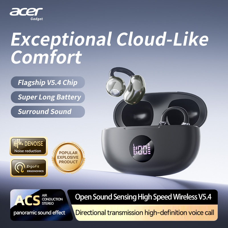 Fones de ouvido Bluetooth Acer OHR577, fones de ouvido sem fio, fones de ouvido com microfone, fones de ouvido com chip