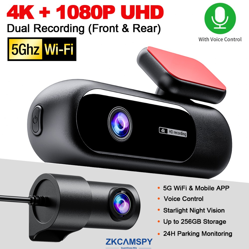 Dash Cam WiFi 4K 1080P Gravador De Câmera De Carro DVR Monitor De Estacionamento