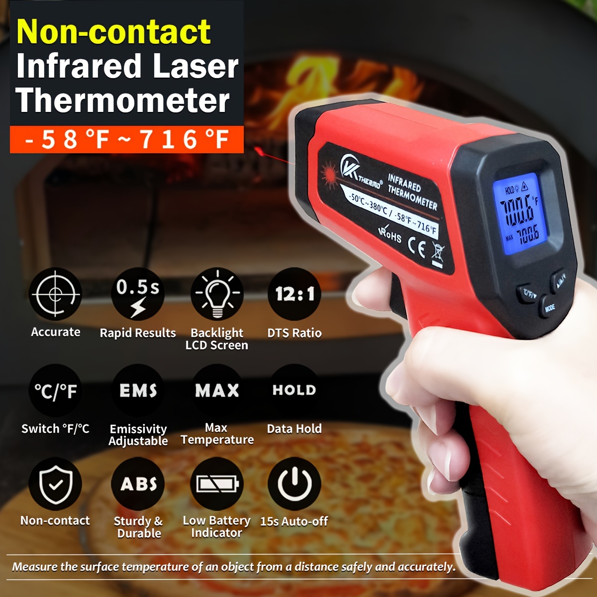 Termômetro Infravermelho Sem Contato Pistola De Temperatura A Laser-50 380C LCD Mais Vendido