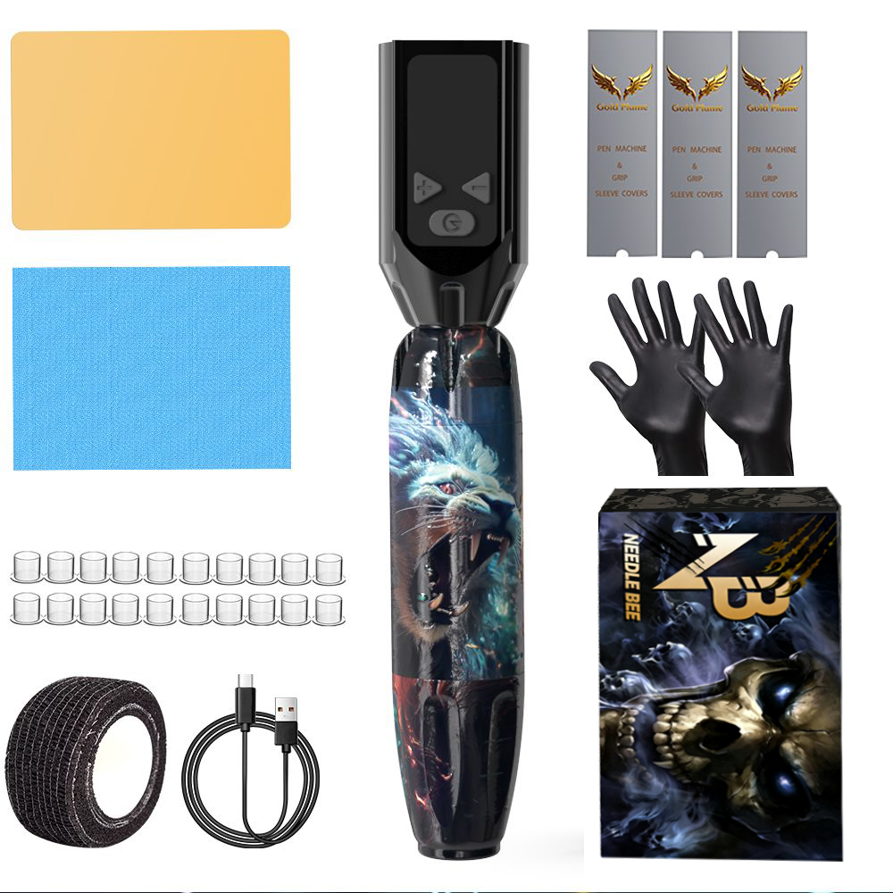 Kit de máquina de tatuagem sem fio GOLDPLUME: alimentado por bateria com display LCD, acessórios completos. Sem fio, não