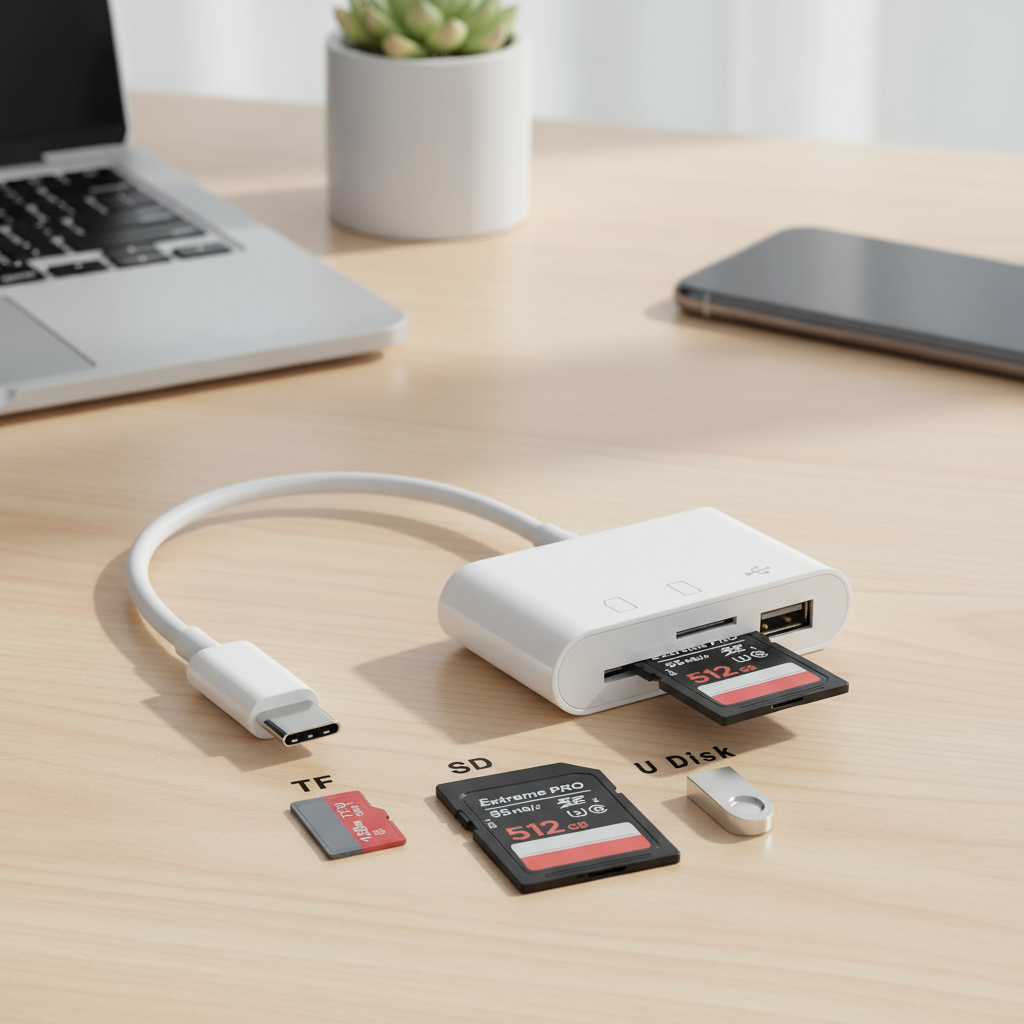 Leitor de Cartão Microsd Tf Usb para Iphone Lightning e Ipad Macbook Galaxy, Sem Necessidade de aplicativo