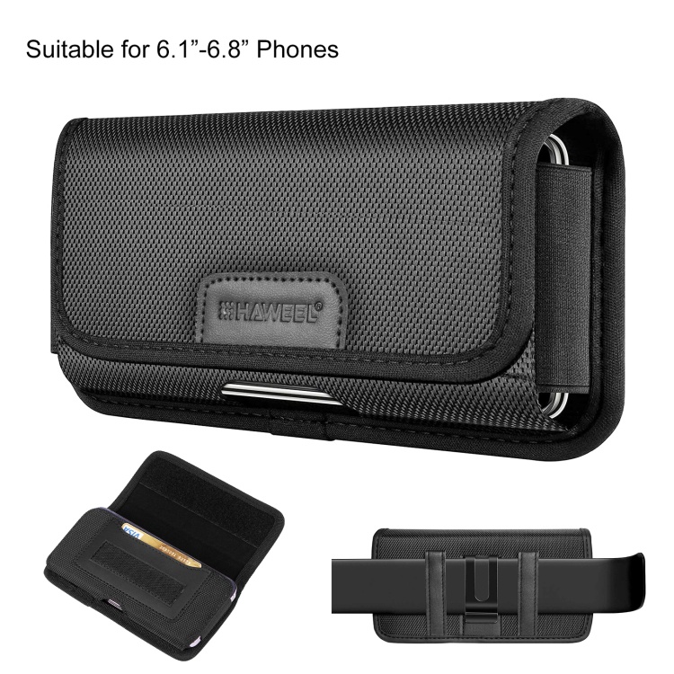 Bolsa de Nylon para Celular Haweel com Presilha de Cinto - Suporte Horizontal para Celular de 6,1-6,8 Polegadas com
