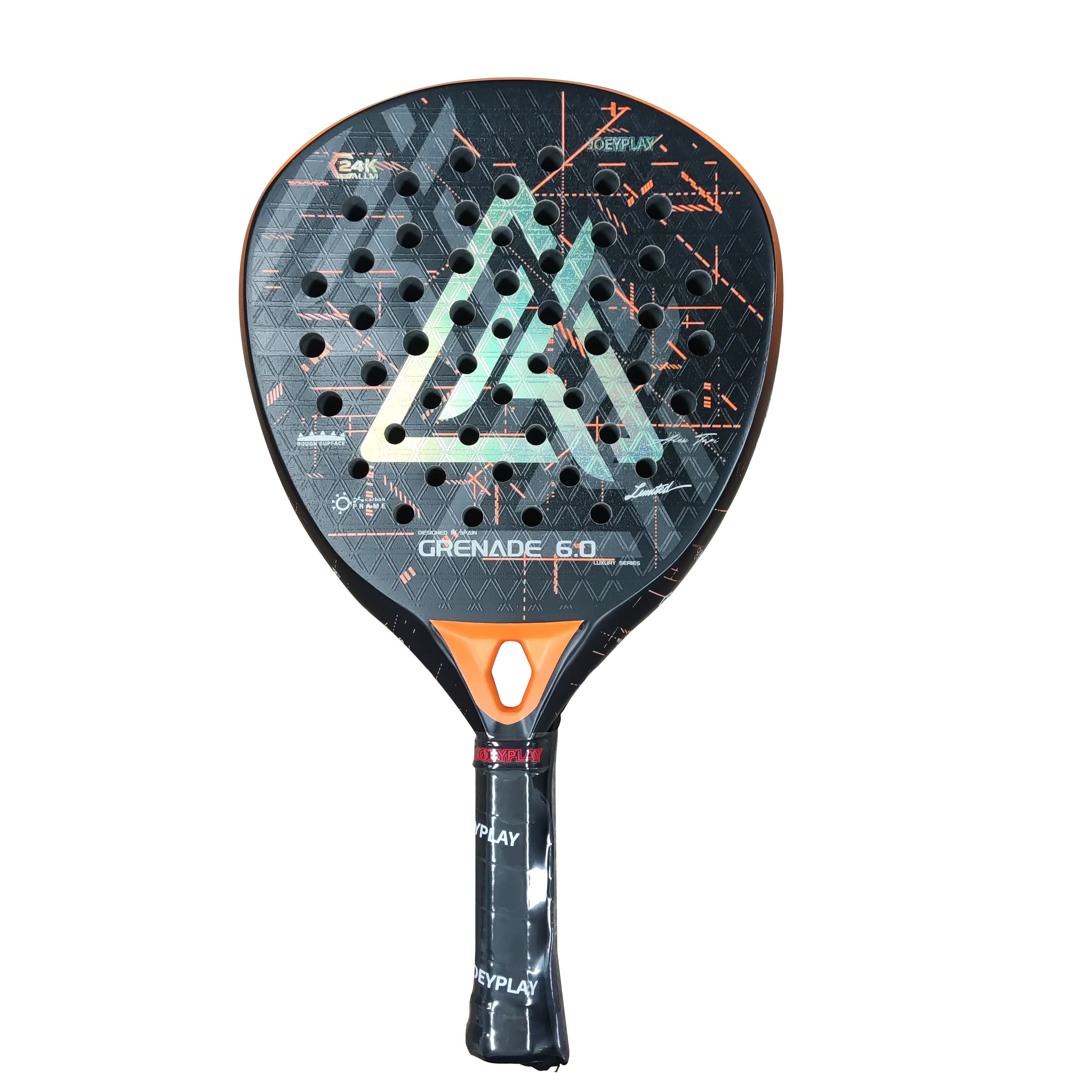 Raquete de Padel de Fibra de Carbono Aprovada JoeyPlay FIP - Profissional, Leve, Portátil, Textura de Giro 3D,