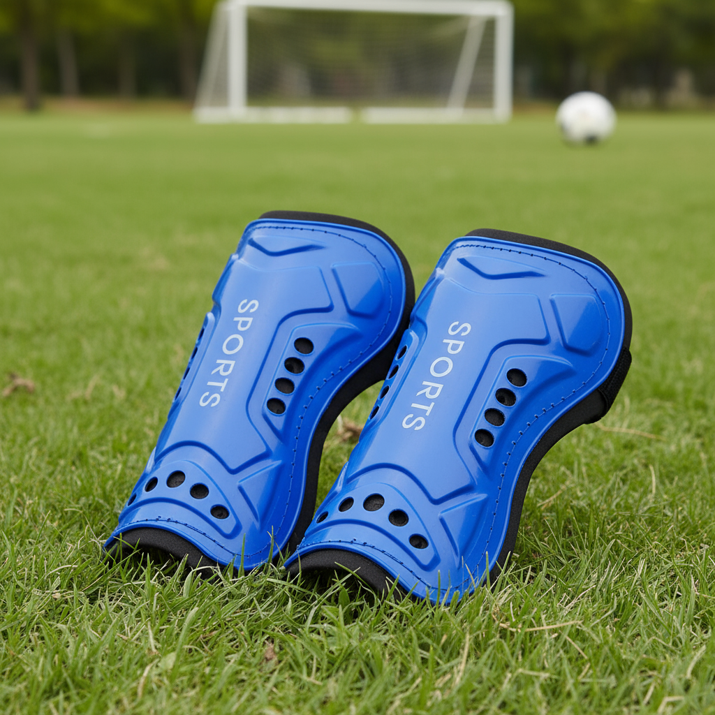 Protetores de Canela para Futebol Infantil e Adulto, Equipamento de Segurança Plástico, Proteção Esportiva Respirável e
