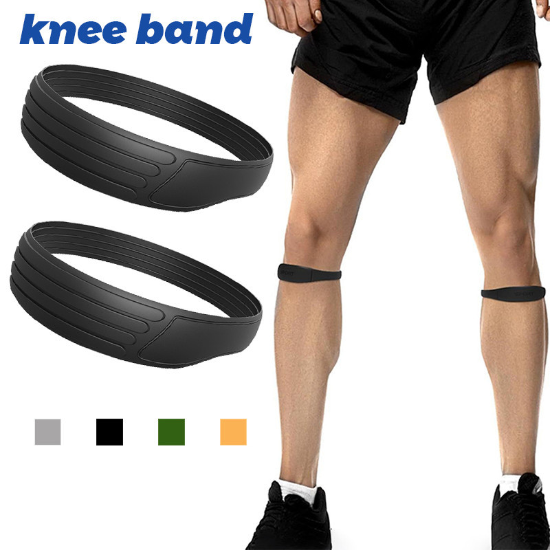 Suporte de Joelho com Faixa de Silicone, Faixa Tendão Patelar, Anel Patelar Estabilizador e Joelheira para Basquete,
