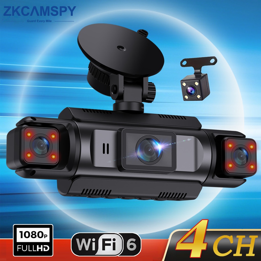 Câmera Veicular Dash Cam 4 Lentes*1080P, Gravação em Loop, WiFi