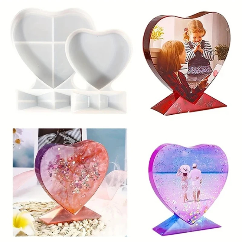 1/2PCS Molde de Silicone para Moldura de Foto Criativa Amor – Duplo Tamanho, Molde de Resina Epóxi em Formato de