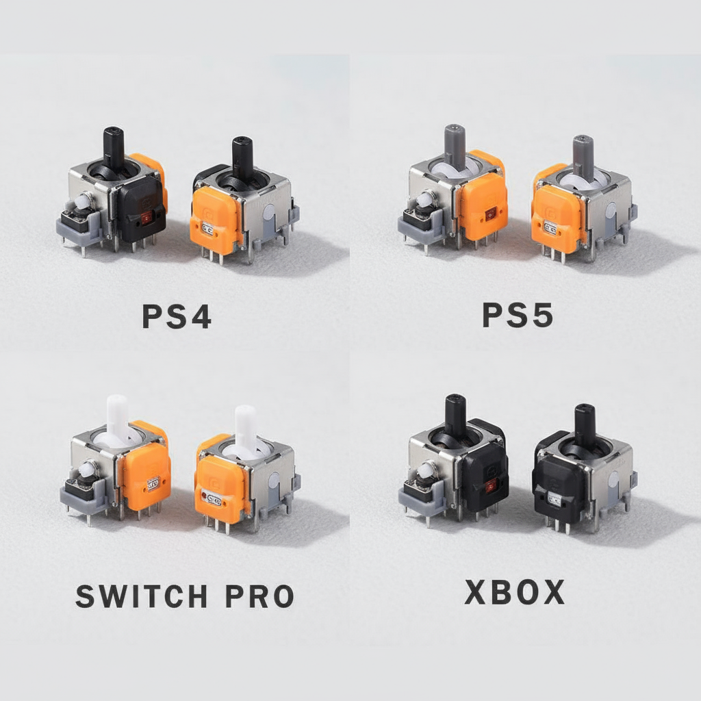 2PCS Peças de Reposição de Joystick 3D com Efeito Hall para PS4/PS5/Switch Pro/Xbox
