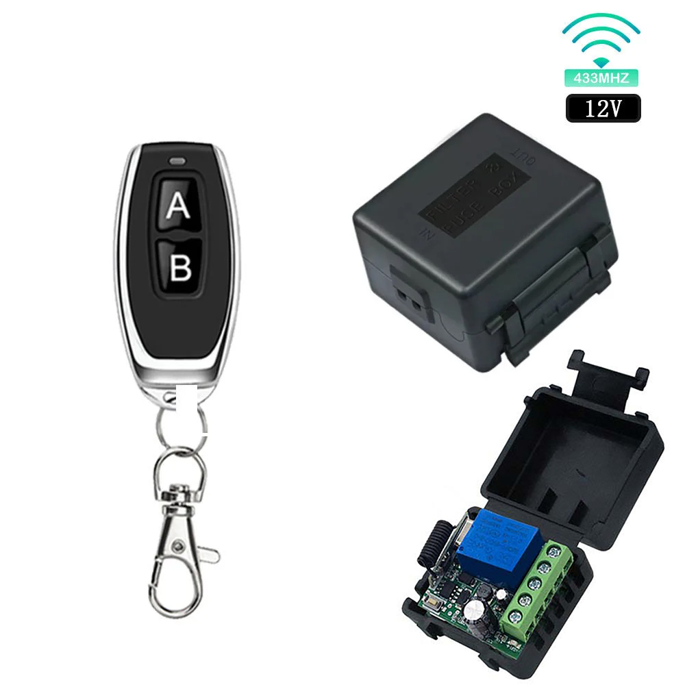 Controle Remoto RF433Mhz Interruptor Sem Fio DC 12V 1CH RF 10A Receptor De Relé E Transmissor 2CH Para Porta Fechadura E