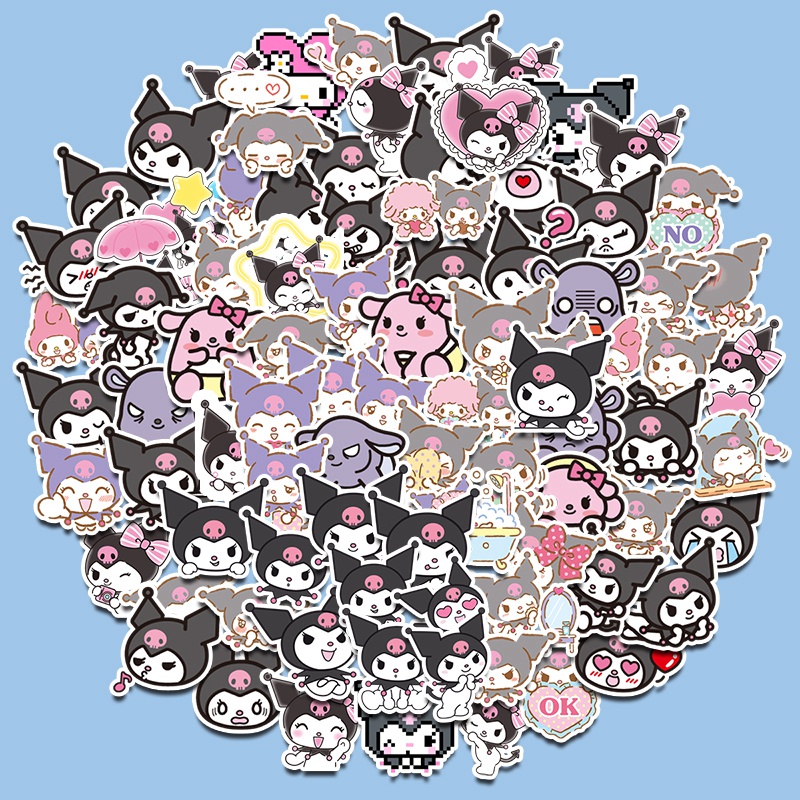  100pcs Adesivos Kawaii Kuromi Fofos para Laptop, Celular, DIY, Scrapbooking, Journal, Planejamento