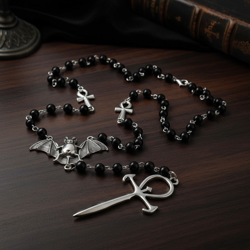  Colar com Pingente de Crucifixo em Forma de Morcego para Mulheres e Homens, Colar Gótico Punk Vampiro, Presente para