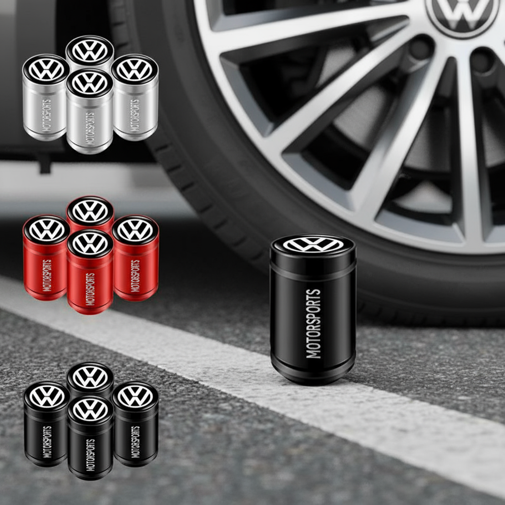 Conjunto de 4 Tampas Cilíndricas de Válvula - Protetores Anti-Vazamento para Haste de Roda Volkswagen Jetta, Golf,