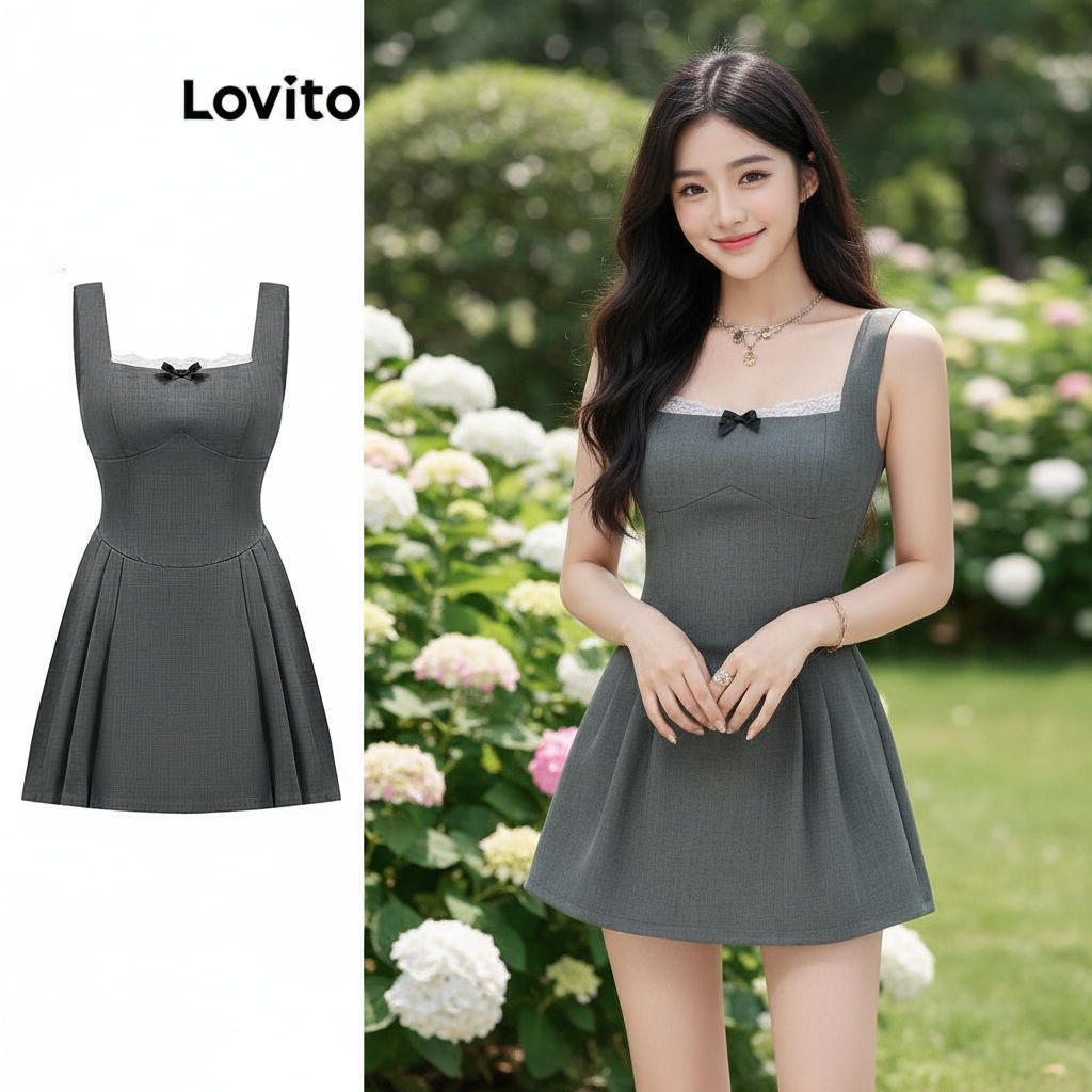 Lovito Vestido elegante de botões simples para mulheres L110AD516\2 em Oferta na Shopee