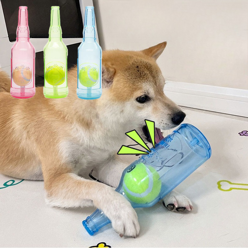Animal De Estimação Som Mordida Resistente Molar Flutuante Borracha TPR Garrafa De Tênis Pet Bola Brinquedo Estridente