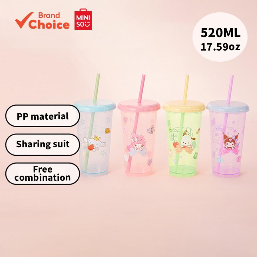 MINISO Personagens Sanrio | Copos de 550ml (10,3×23cm), com Canudo, Combinam com Copo de Vidro com Canudo e Caneca de