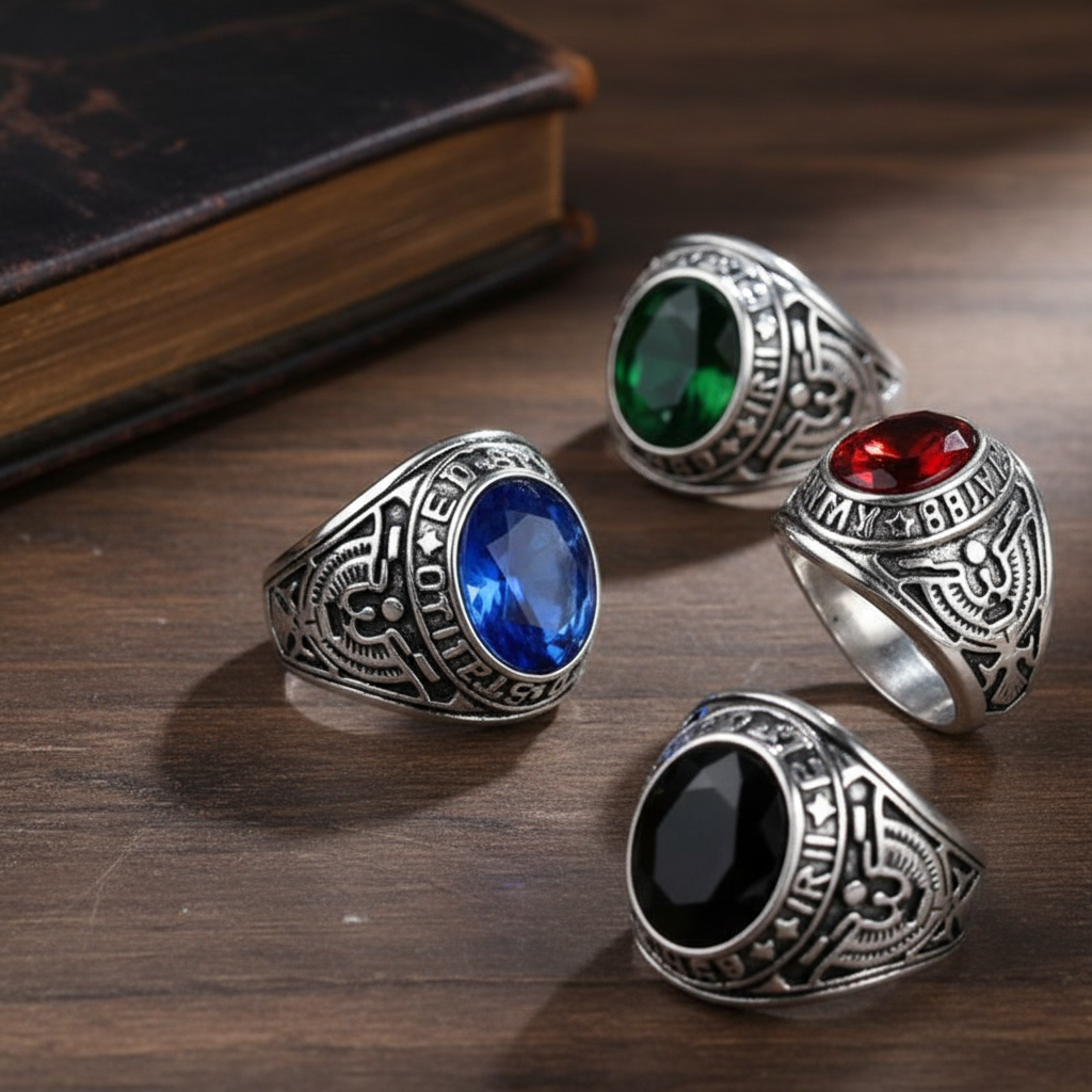  Anel de Aço Inoxidável com Design Militar Masculino