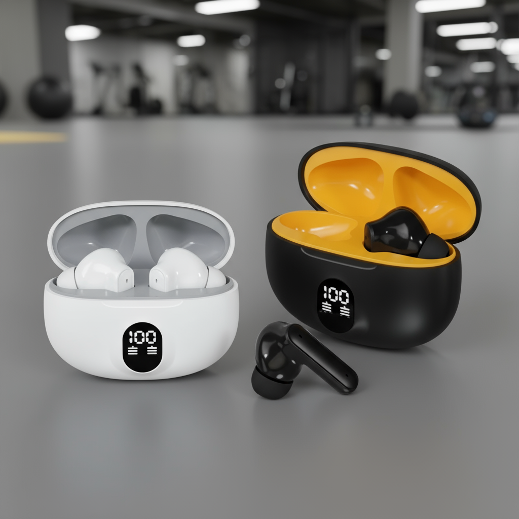  TWS 895 Fones de Ouvido Bluetooth Fones Sem Fio com Display LED Controle por Toque Fones Premium para Uso Diário