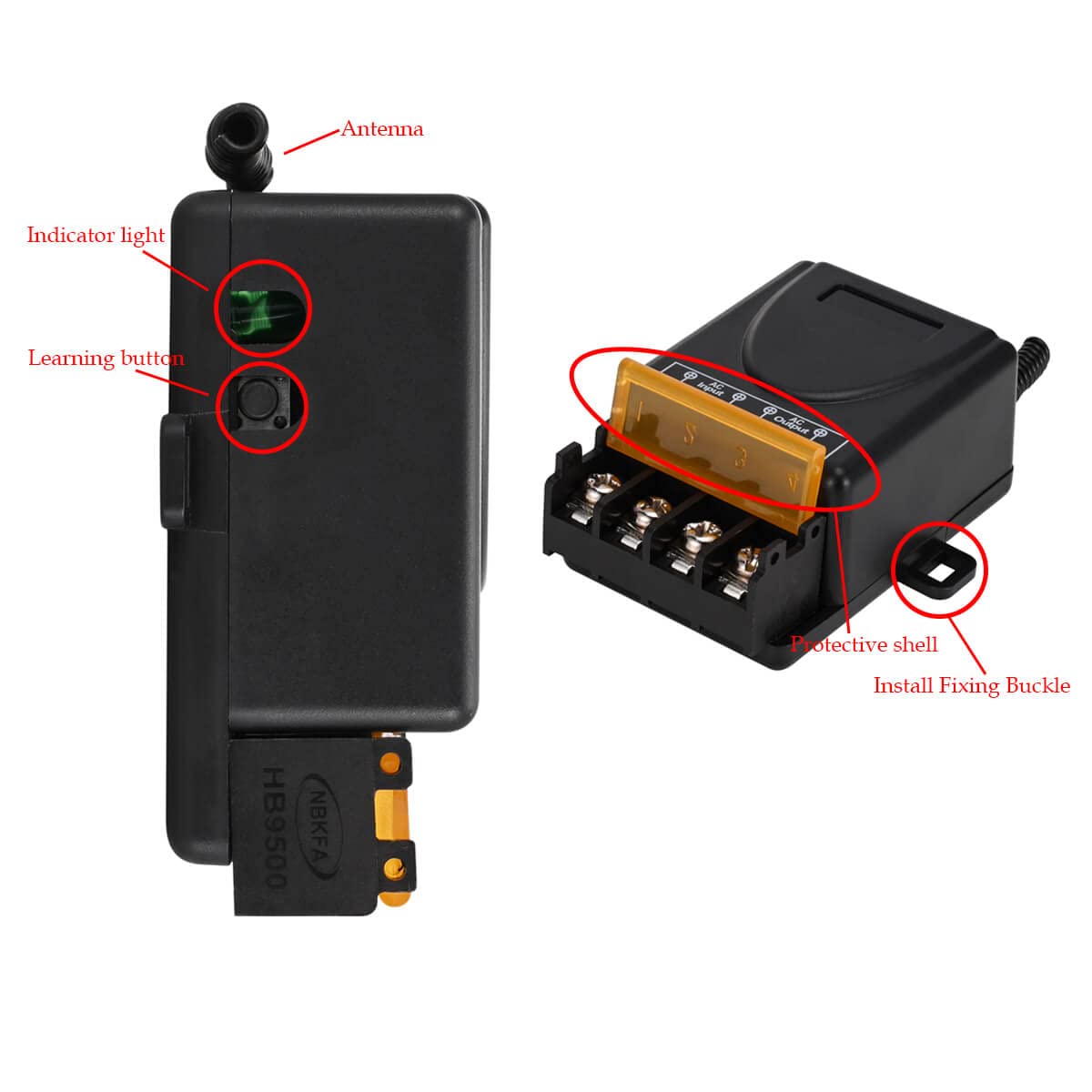 Interruptor Inteligente Axus Ac110v-220V de Alta Corrente Sem Fio para Automação de Portas LED para Motor 2026 — imagem 2 de 2