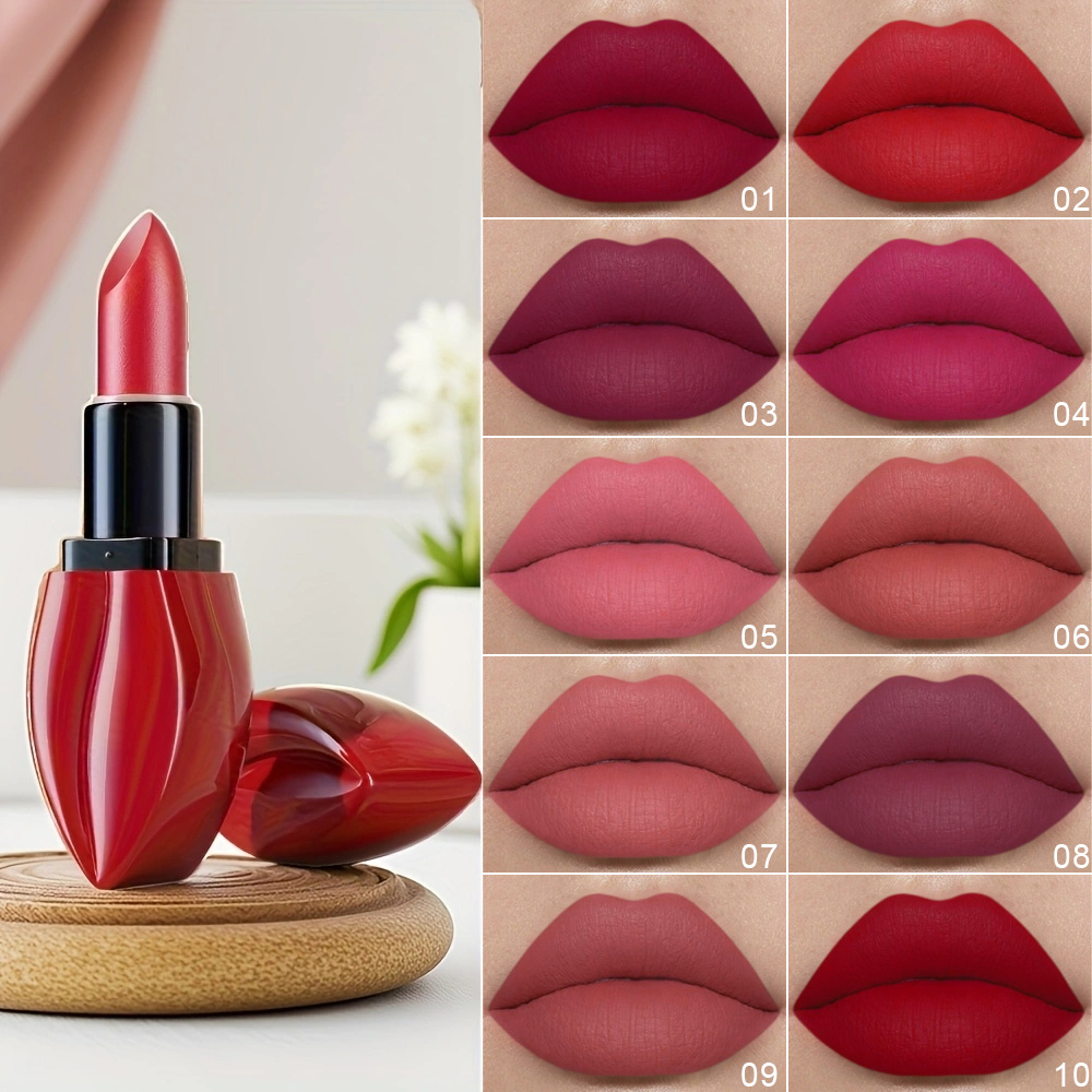 CmaaDu Gloss Labial Matte à Prova d'Água com 10 Tons - Batom de Longa Duração, Não Desbota e Amigo das Canecas,