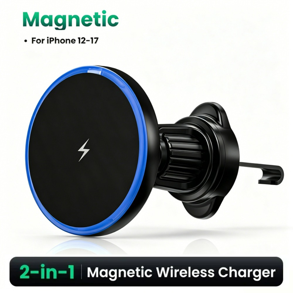 Carregador Magnético Sem Fio Para Carro 15w E Suporte De Telefone Com Fixação Automática Iphone 16 15 Pro