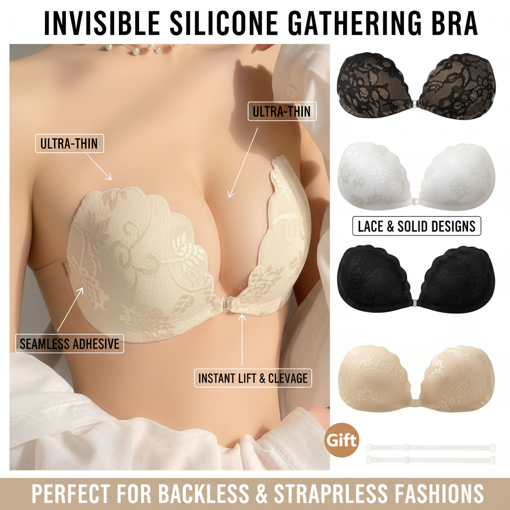 Remendo De Peito Sem Costura De Silicone Invisível Sólido Sutiã Ultra-Fino Sutiãs De Reunião