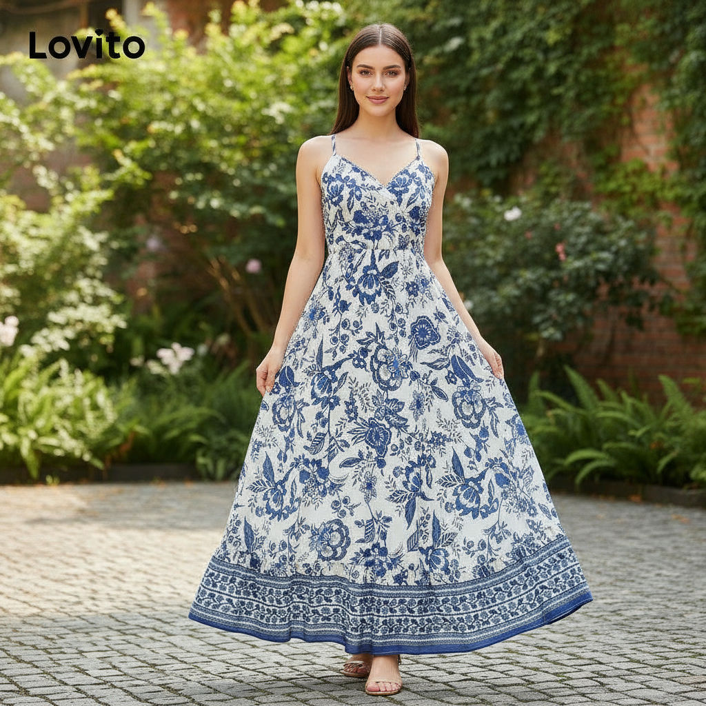 Lovito Vestido Curva Plus Size Boho Tribal Print Padrão Vestido Para Mulheres LBL18845\2 em Oferta na Shopee