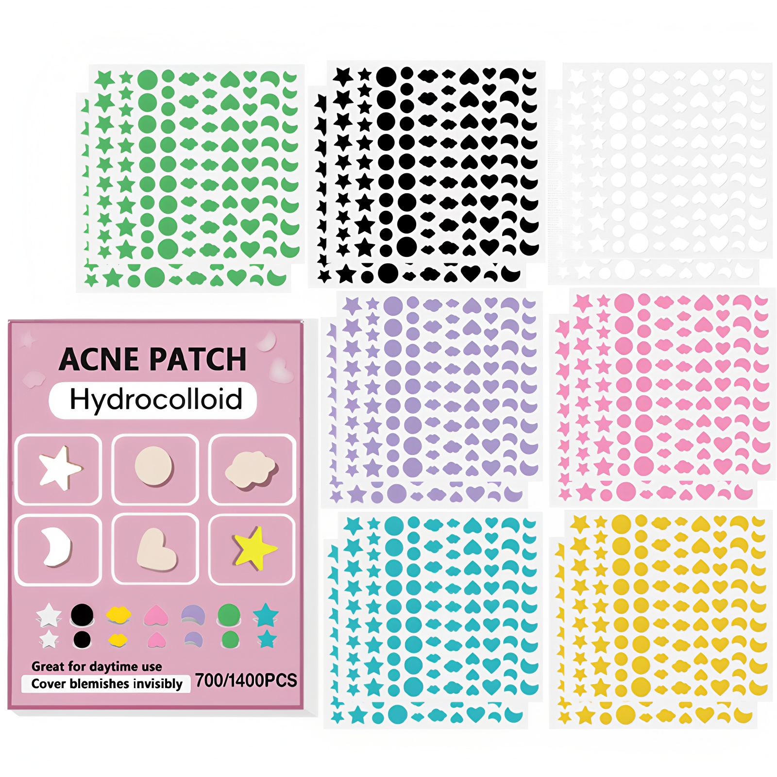 700/1400PCS Adesivos para Espinhas, Patches de Hidrocolóide para Manchas, Espinhas e Surtos, Adesivos Invisíveis para