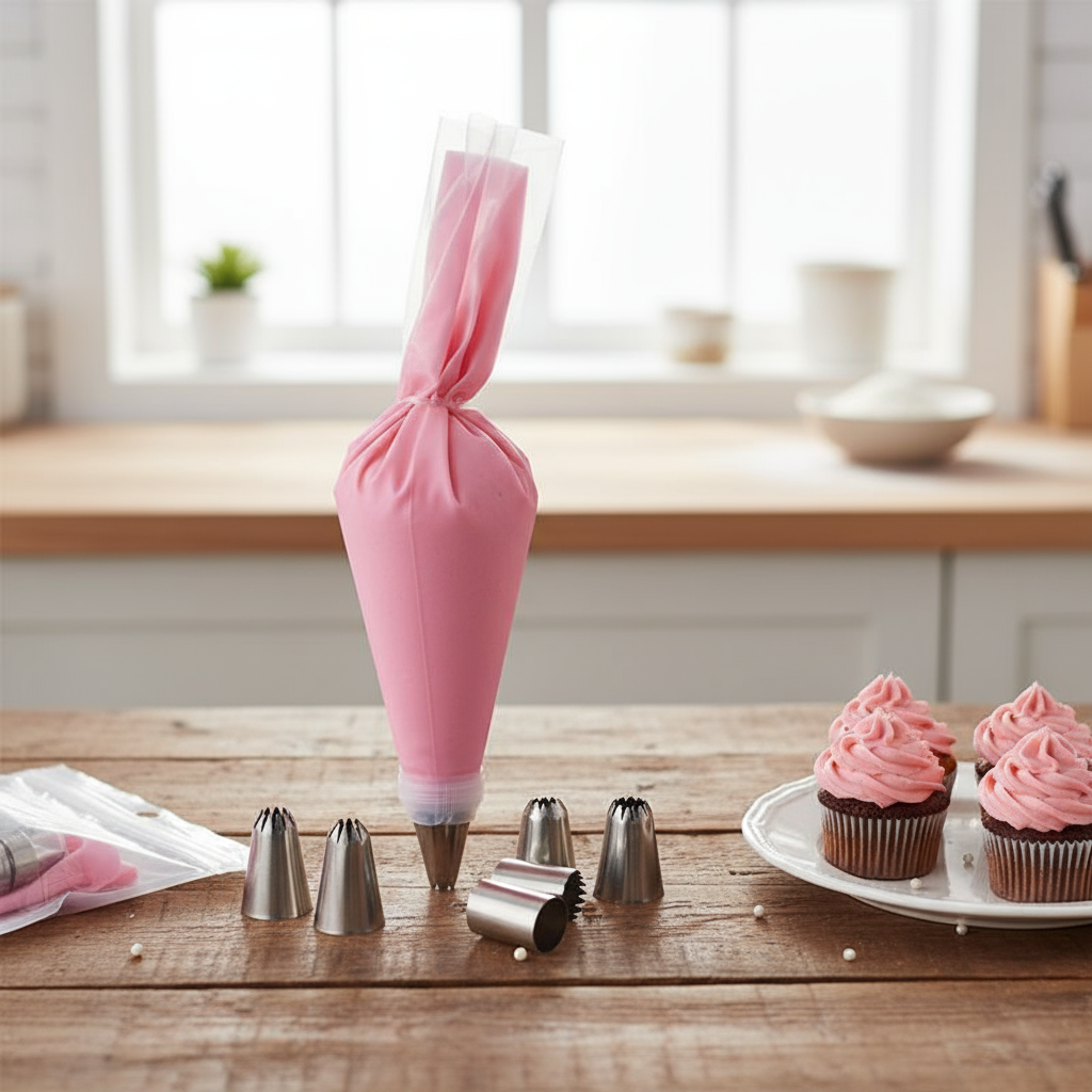 50 unidades de sacos para confeitaria com bicos de confeitar, ferramenta de decoração de bolo de aço inoxidável, bocal
