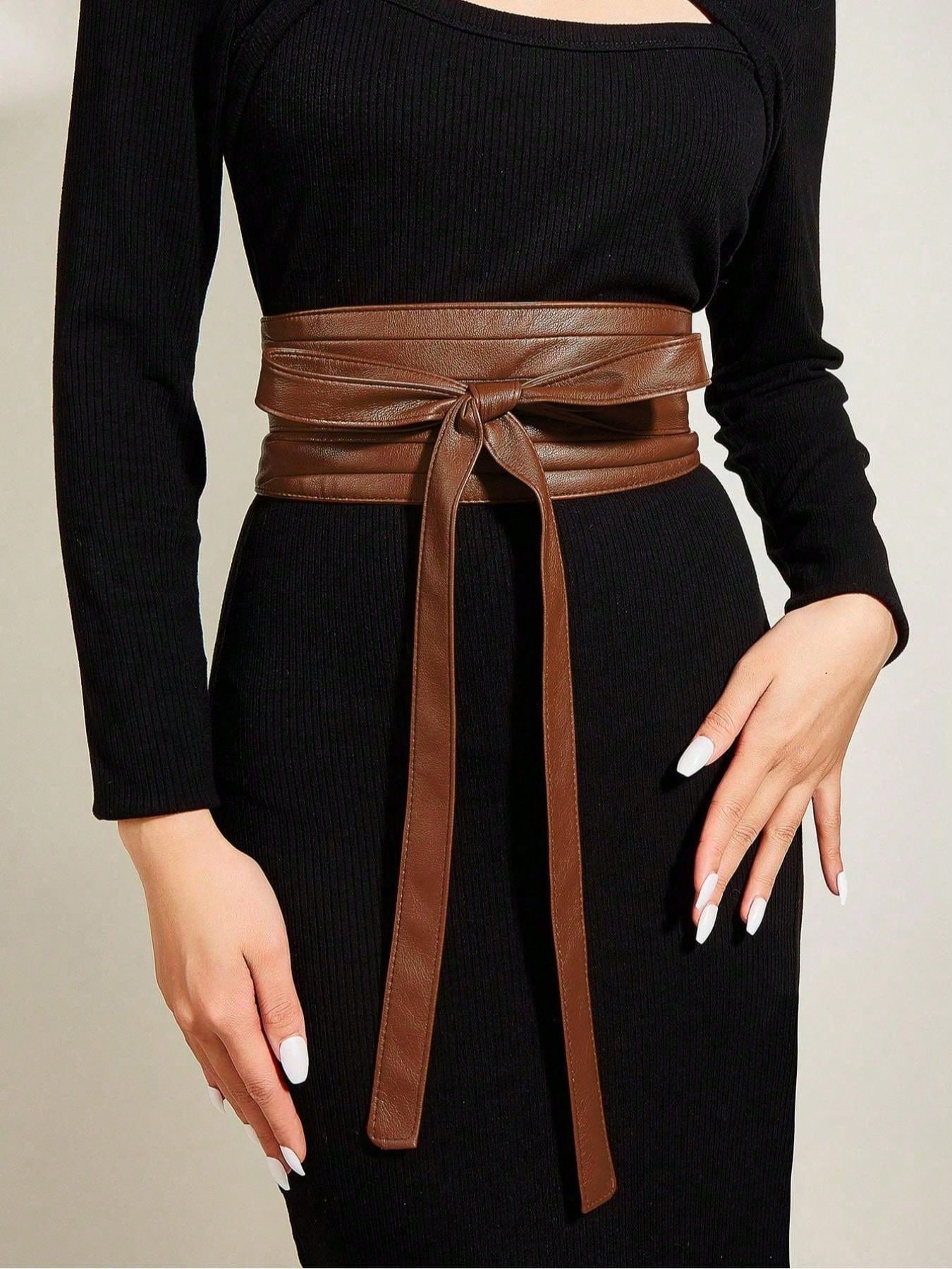 Cinto feminino, cinto marrom, cinto boho, cinto Y2K, cinto grosso, cinto para vestido de mulher, elegante cinto largo,
