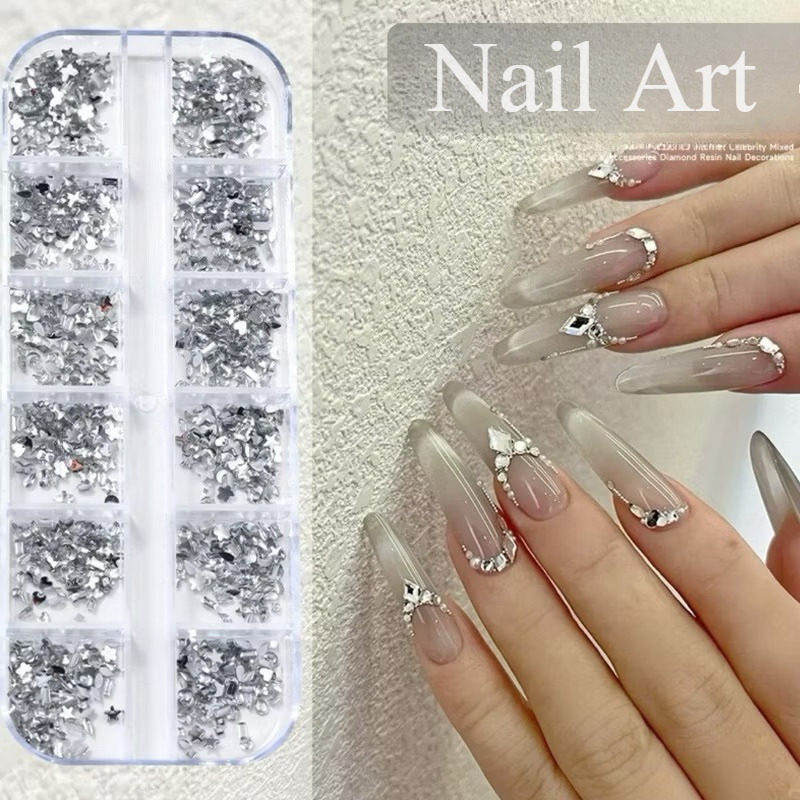 Kit de Strass para Arte de Unha, Mix de Cristais Coloridos Flatback, Cristais e Diamantes para Design de Arte de Unha,