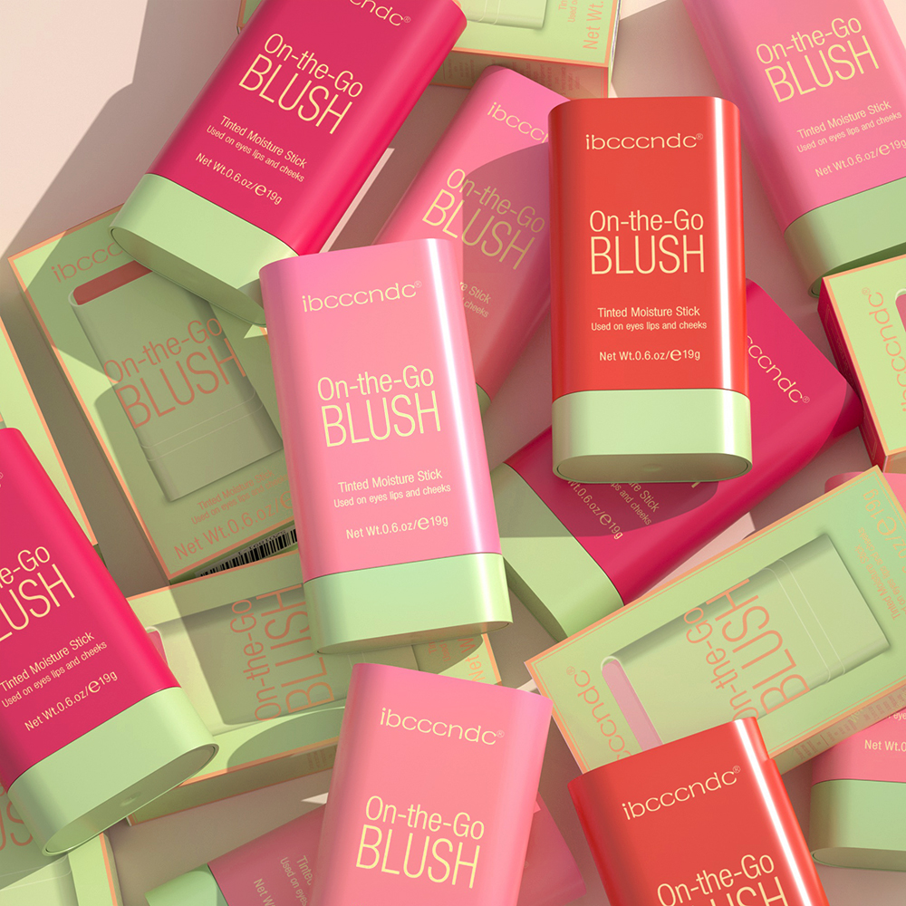 Stick de Blush Tintado 3 em 1 para Lábios, Bochechas e Contorno, Creme Blush Brilhante, Tubos de Maquiagem, Contorno