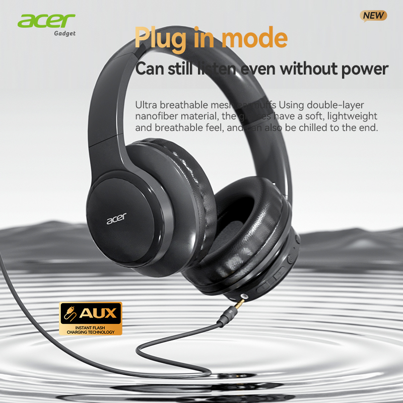 Fone de Ouvido Acer OHR559 Bluetooth Sem Fio Over-Ear Headphone Hi-Fi Estéreo, Tipo-C
