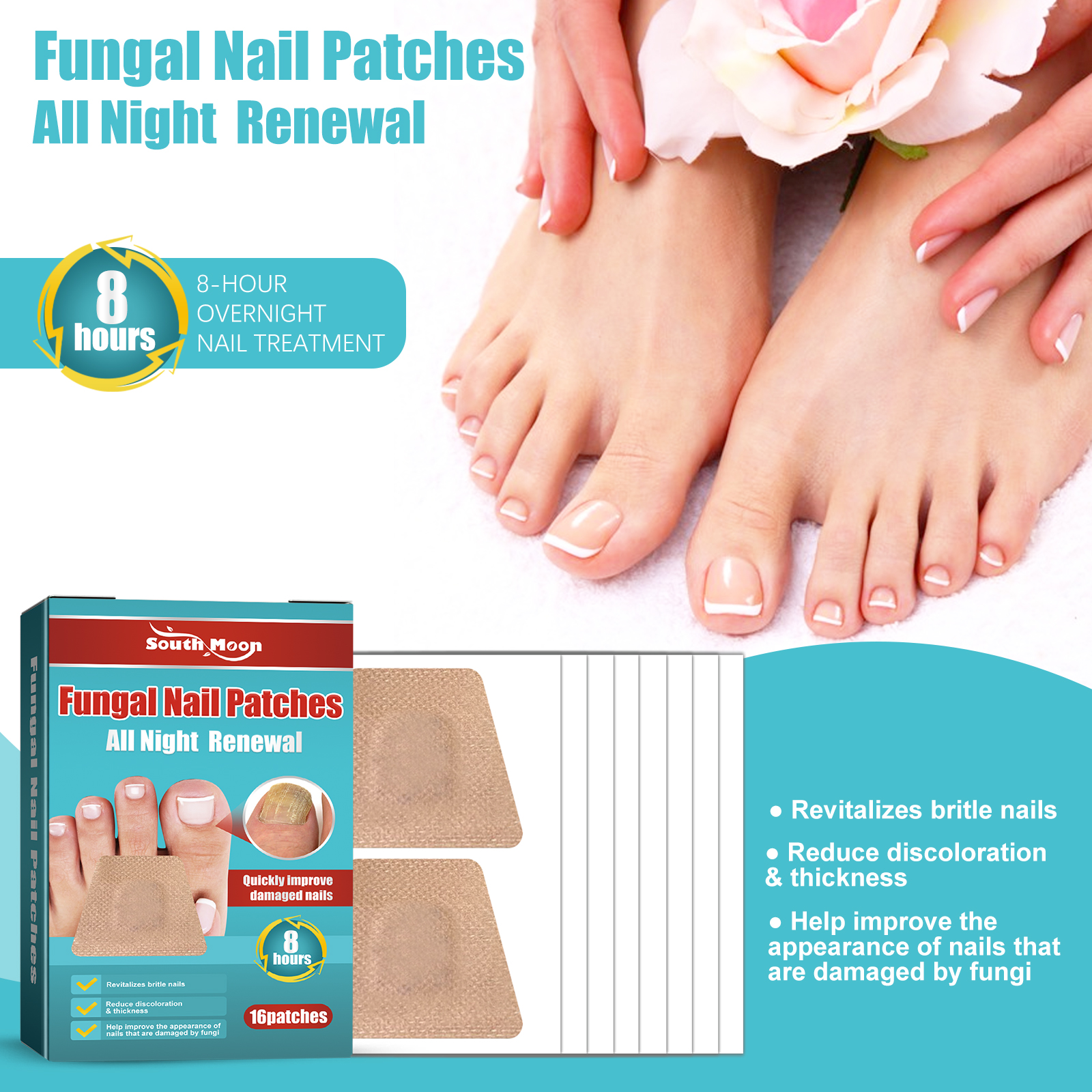 Reparação De Unhas Antifúngicas , Adesivo Para Reparo De Onicomicose , Fungo Do Dedo Pé , 16 Peças , Alto-Falante Quente