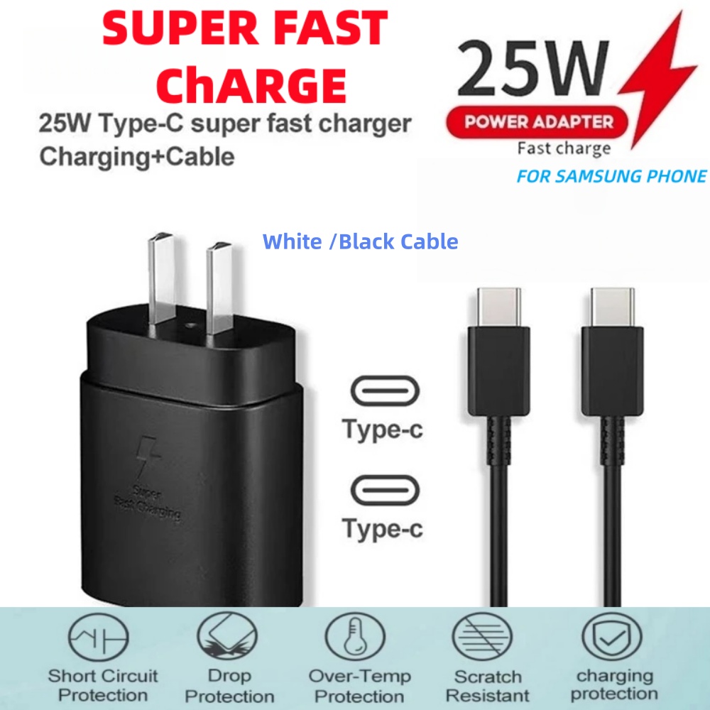  SS 25W 45W 65W Carregador Super Rápido com Cabo de Carregamento Tipo C Compatível com Samsung S20/21/22 A70/71/80