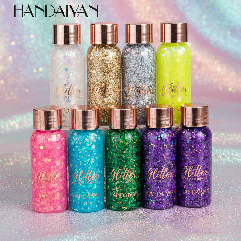 Gel de sombra líquida brilhante para meninas, maquiagem de palco, glitter de escamas de sereia