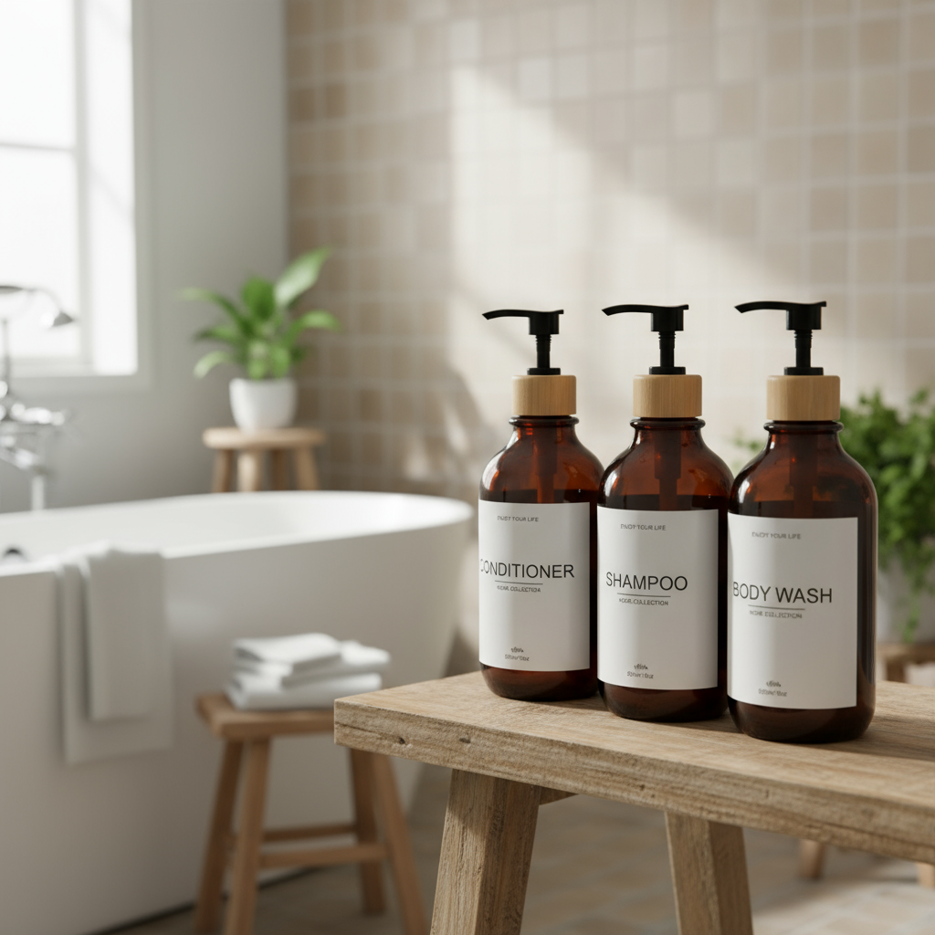 500ml Frascos de Shampoo Vazios Âmbar com Bomba para Gel de Banho, Shampoo, Condicionador, Sabonete Corporal Dispenser
